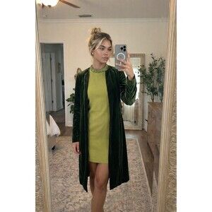 Vintage 60s Mod Dress Shift Velvet Cloak Beaded Collar Set